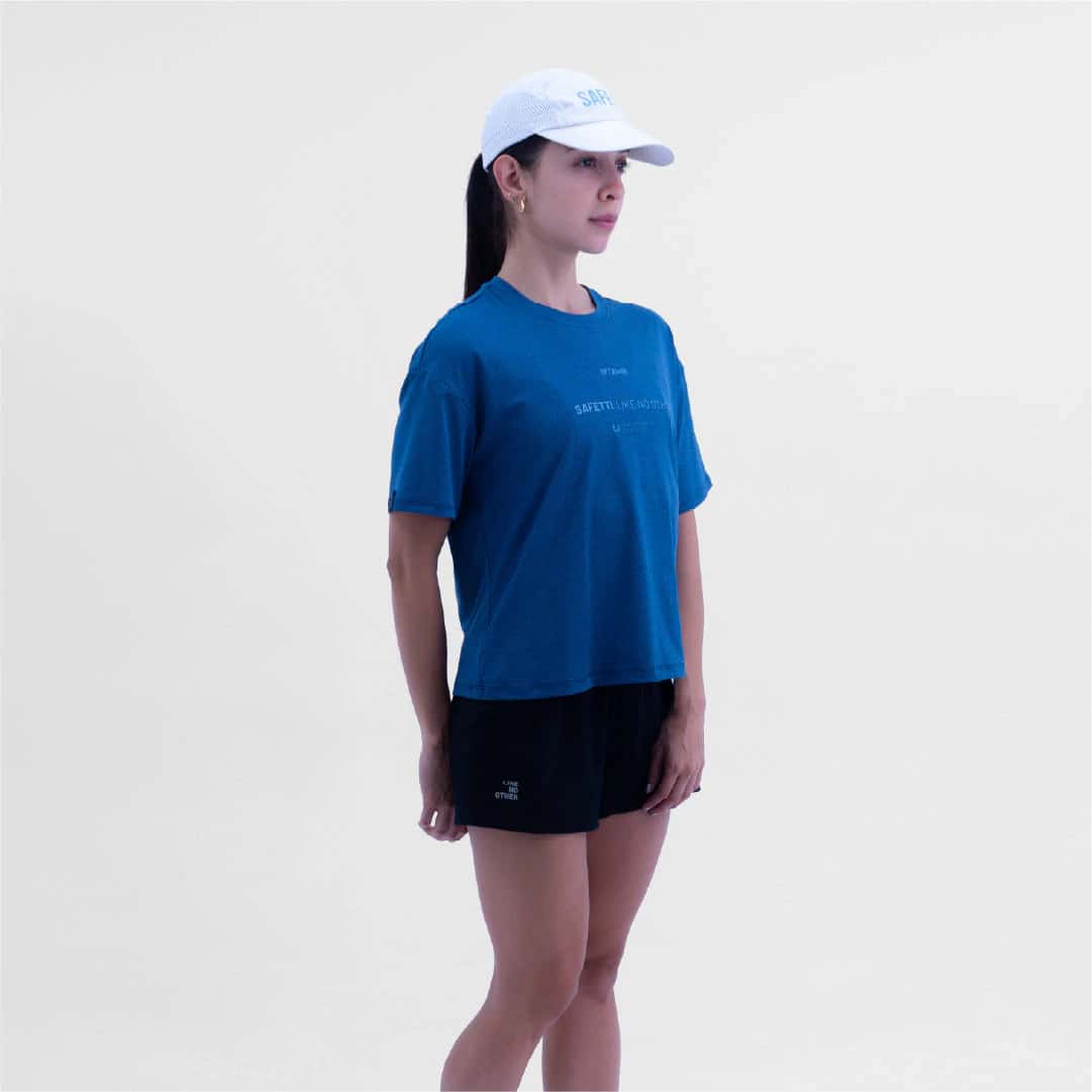 CAMISETA LIFESTYLE MANGA CORTA ROAM OVERSIZE BLUE PARA MUJER - miniatura 3