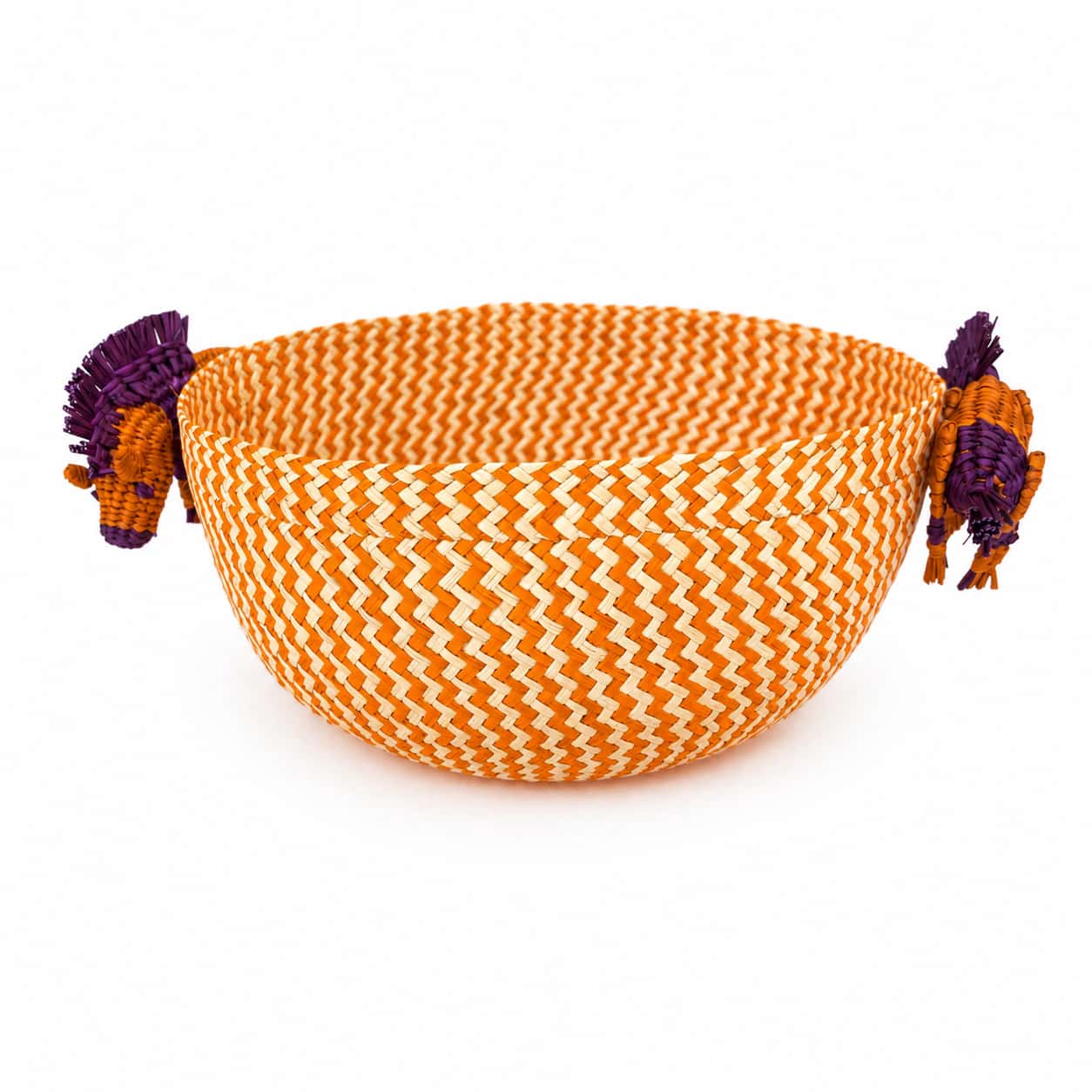 Horse Iraca Bread Basket - Terra & Purple