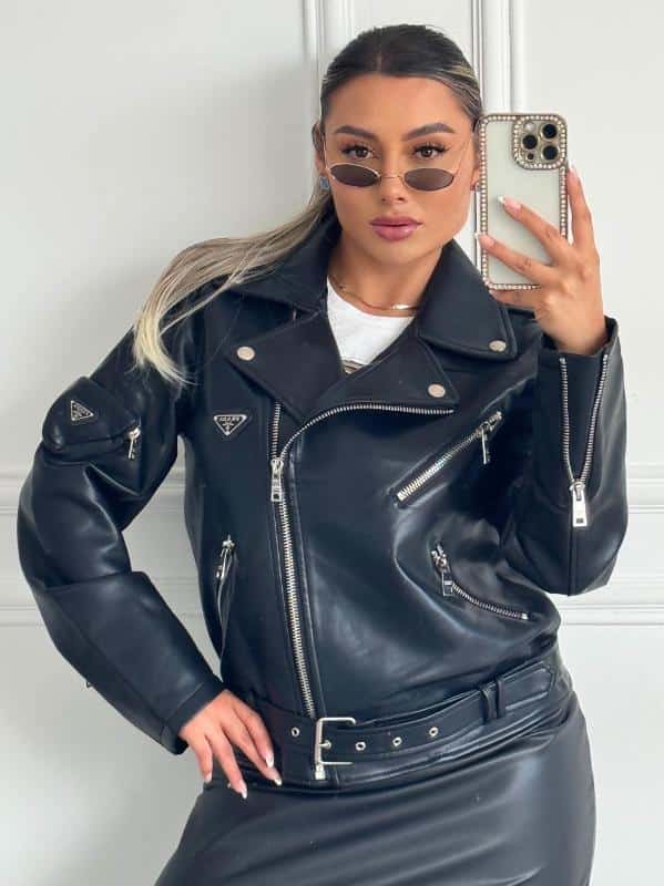 CHAQUETA PRADA CUERINA CON CORREA