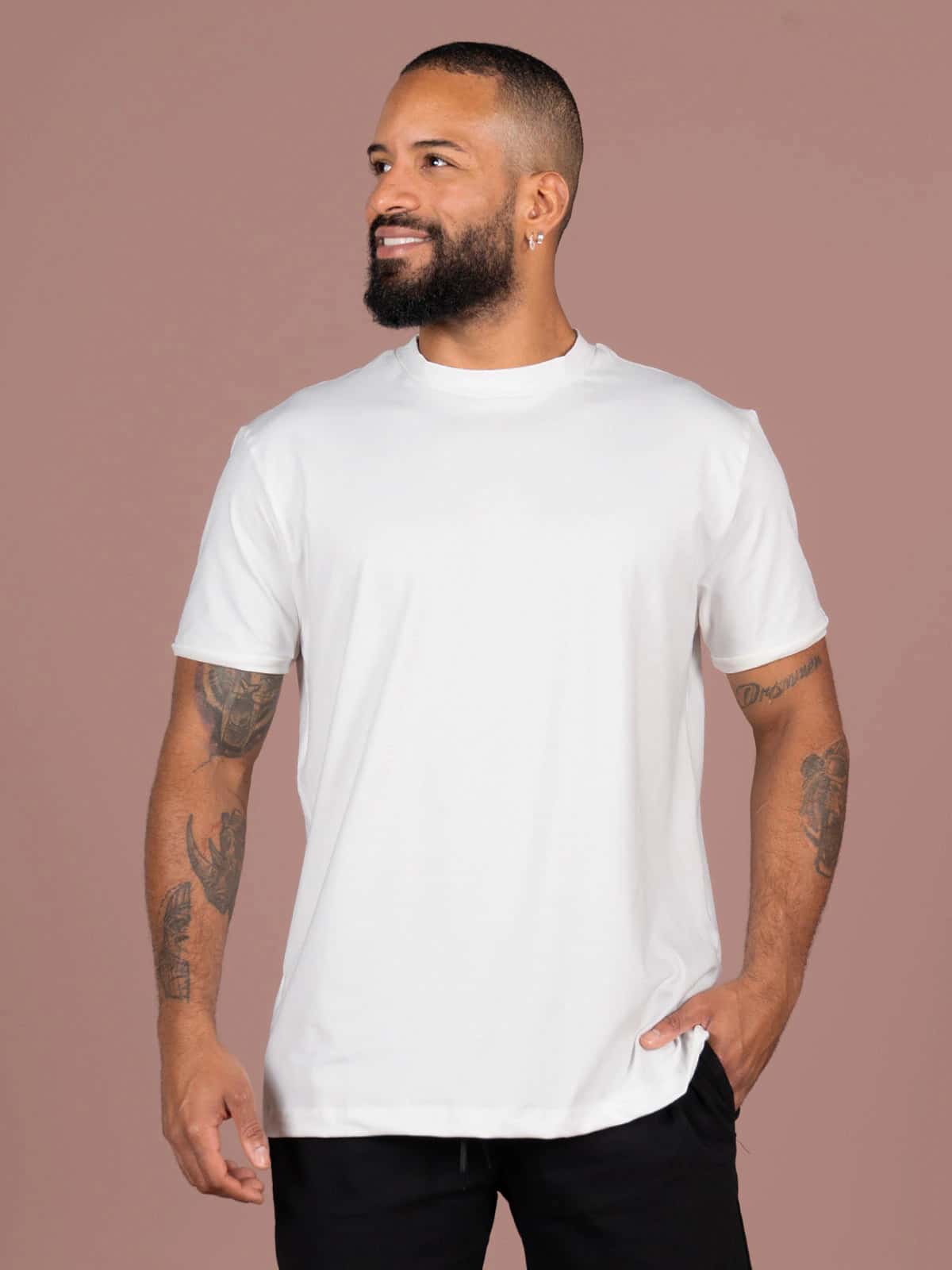 Camiseta hombre slim melon ivory