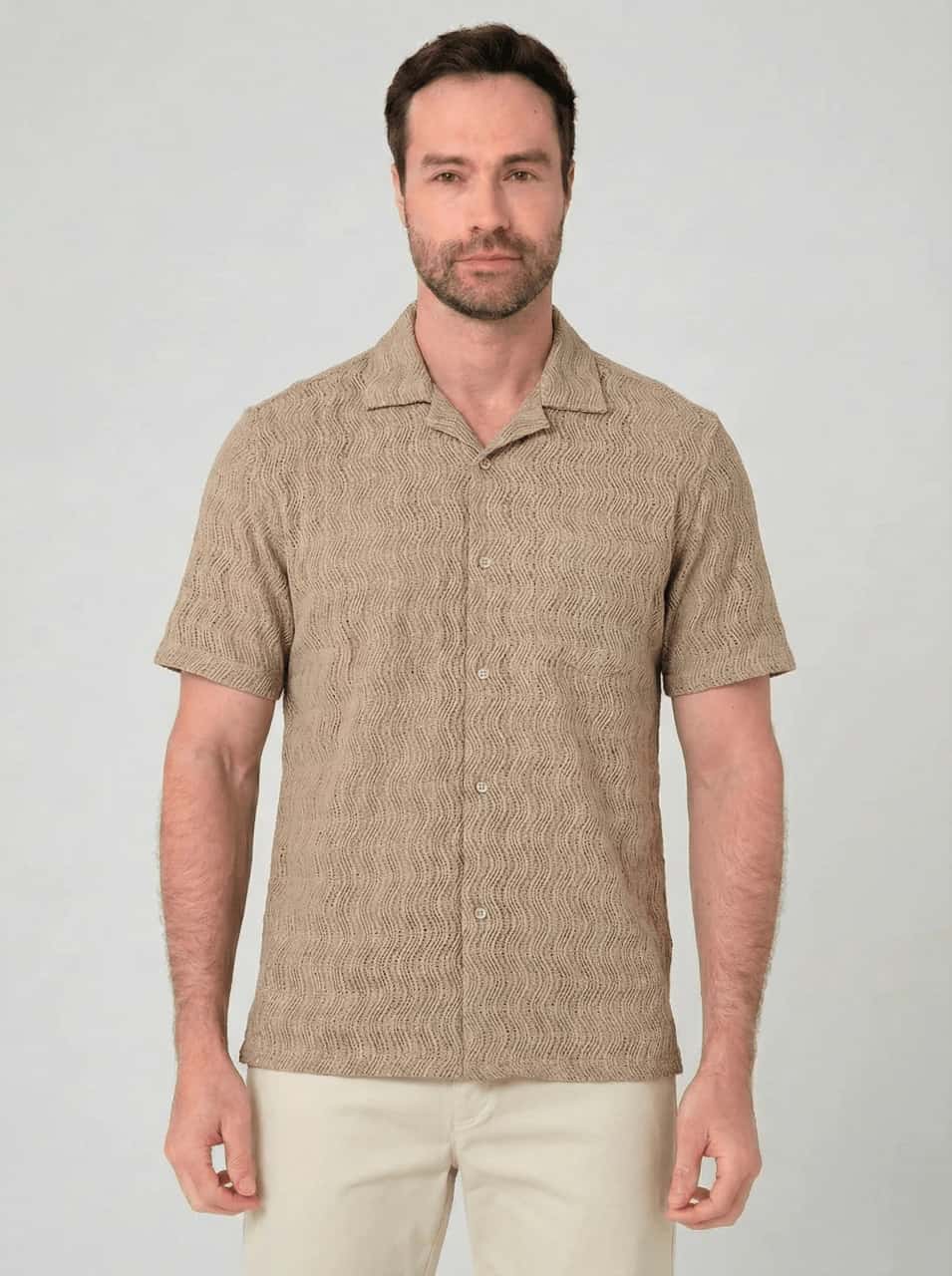 Camisa con textura manga corta para hombre Jon Sonen 027225010