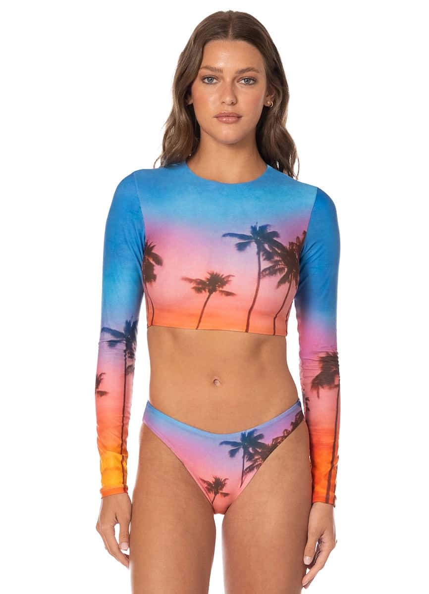 Maaji Peach Drift Spectacle Long Sleeve Crop Top Bikini Top