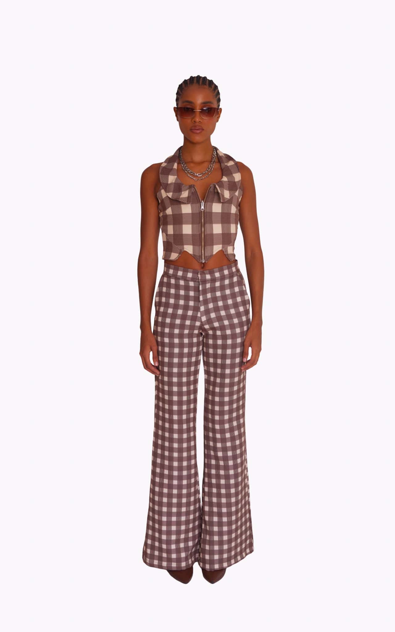 BROWN GINGHAM TOP - miniatura 2