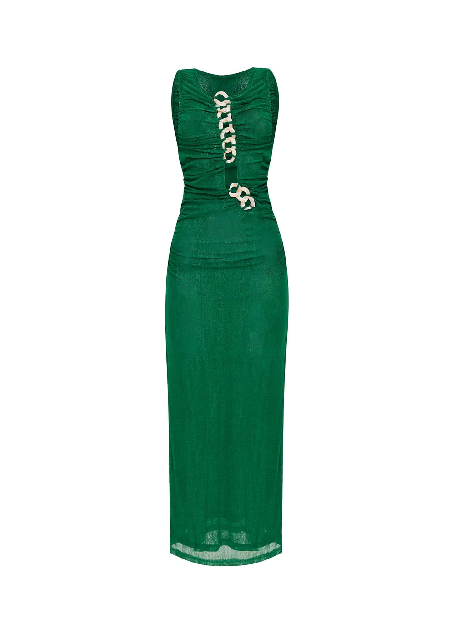 Vestido Ajustado - Escote adornado con anillos