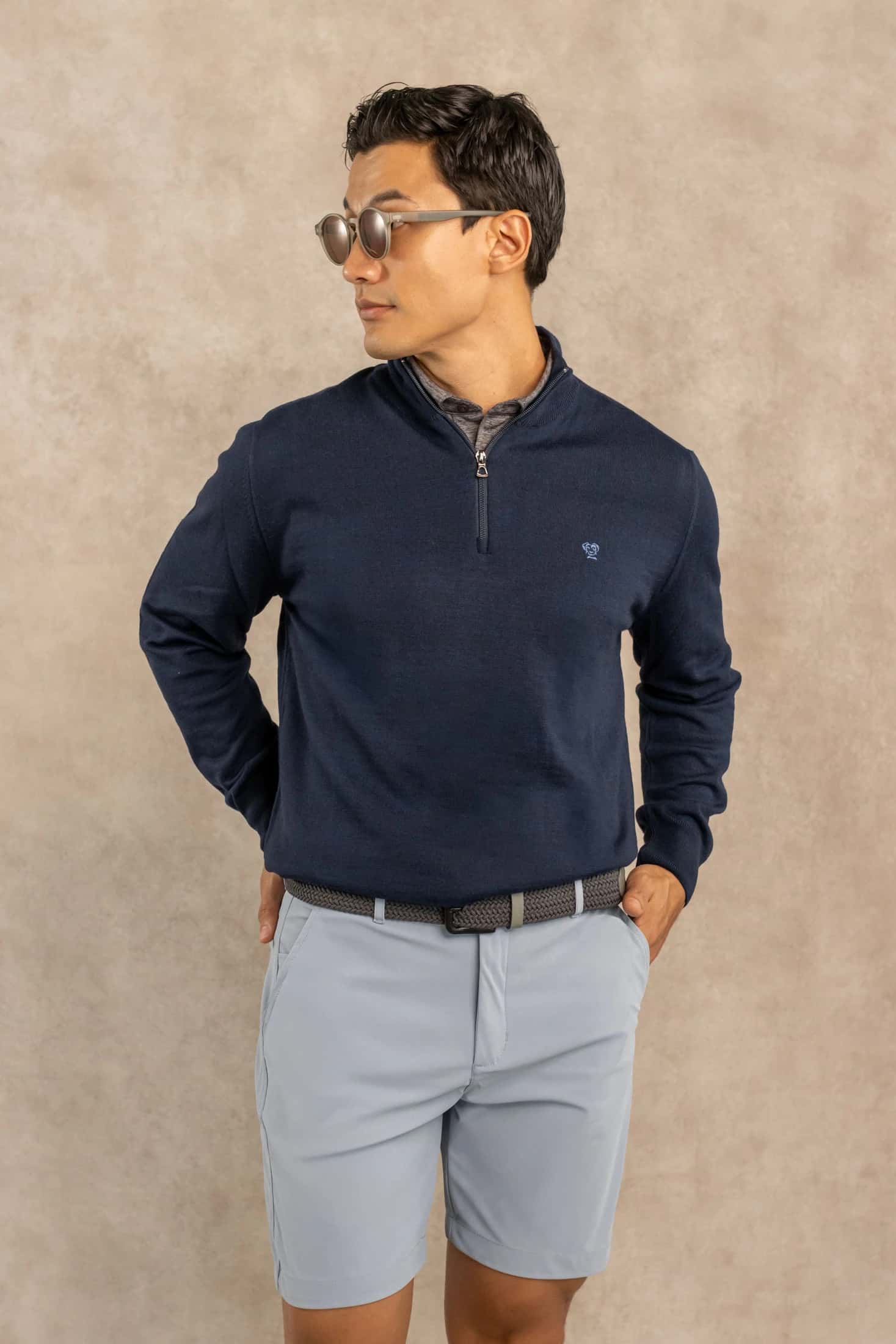 Halfzip Merino Antiarrugas Azul Oscuro