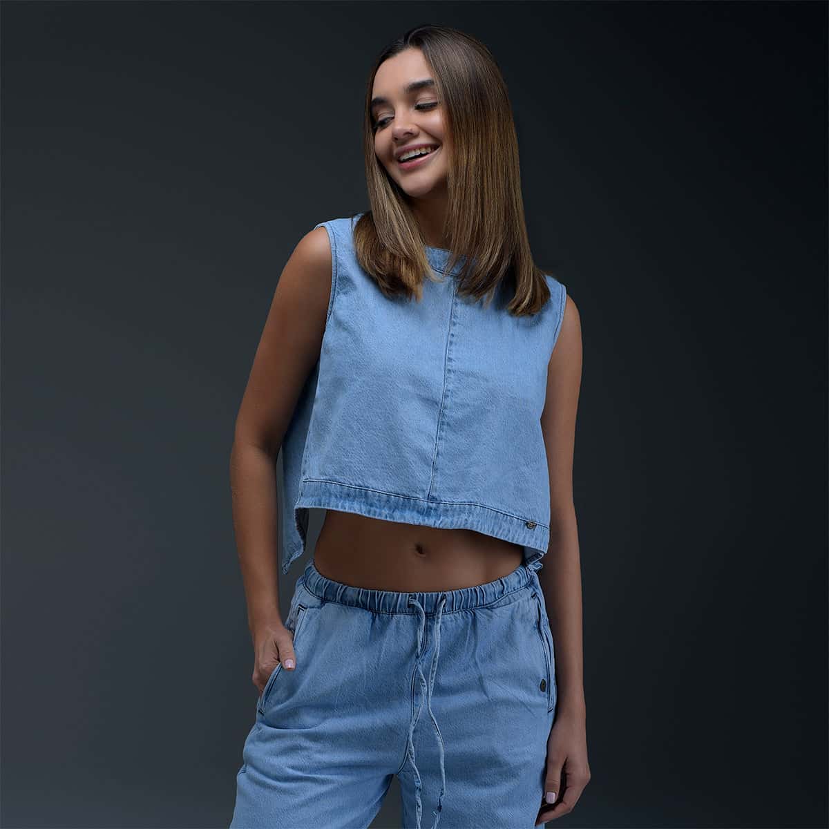 Blusa Azul Denim Mujer