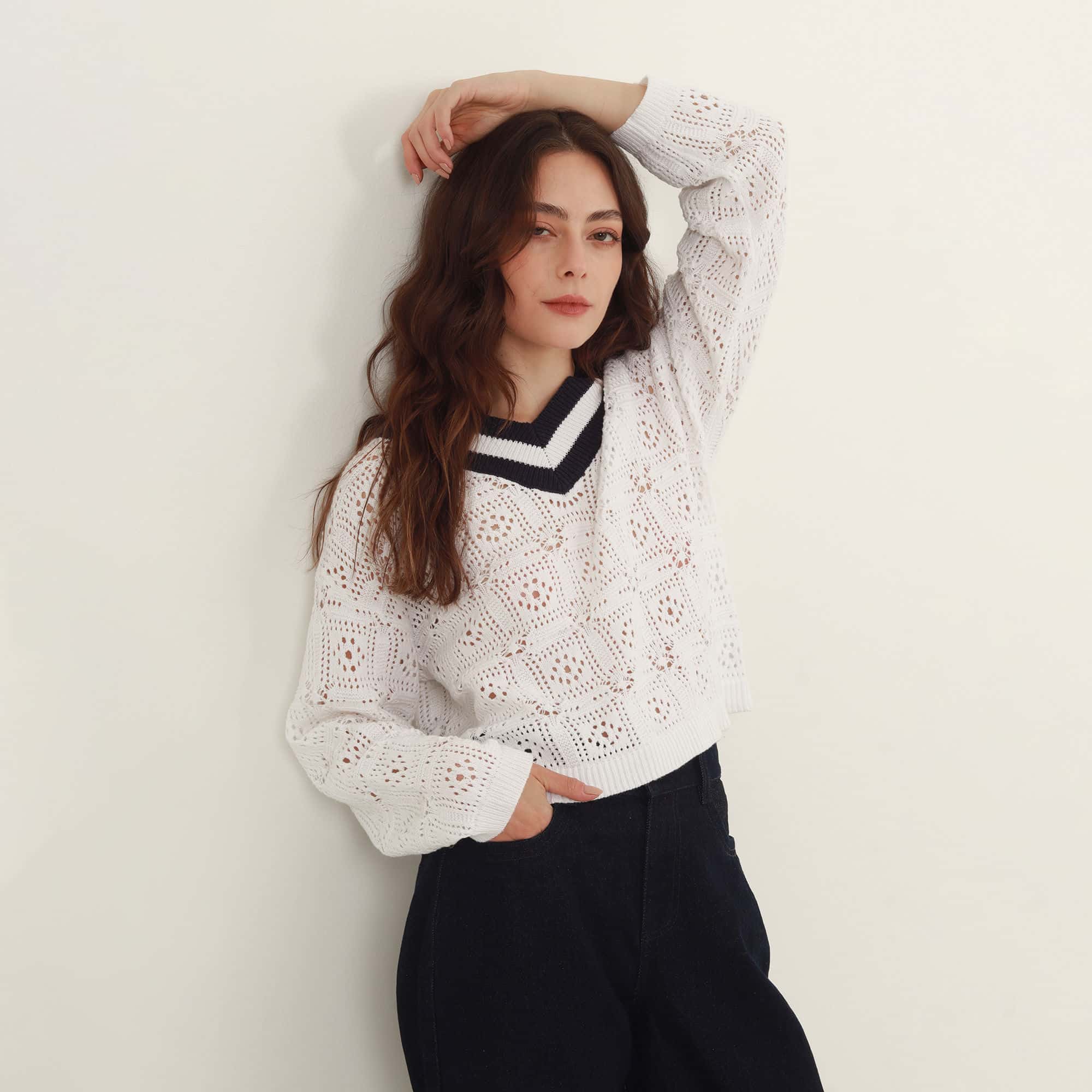 Sweater Cuello V Manga Larga