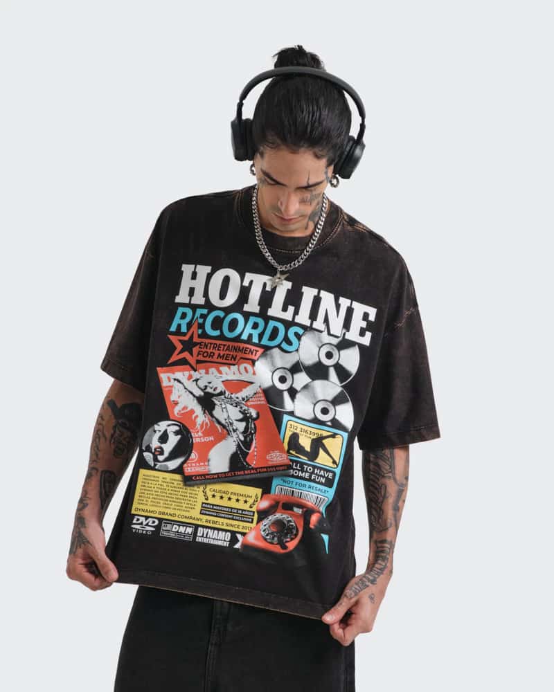 Camiseta Gris Oversize Hotline - miniatura 1