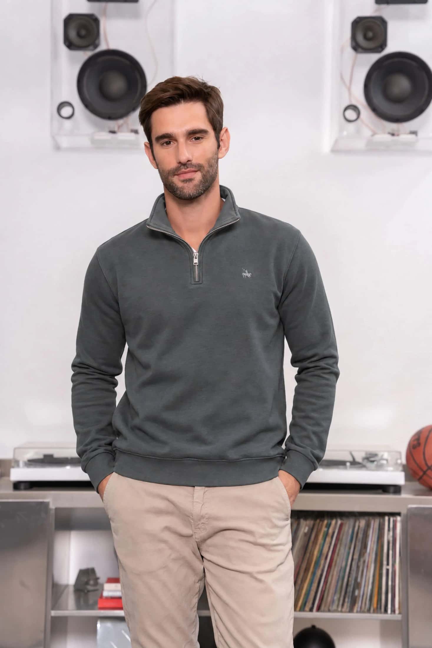 Halfzip Premium Comfy Hombre Gris