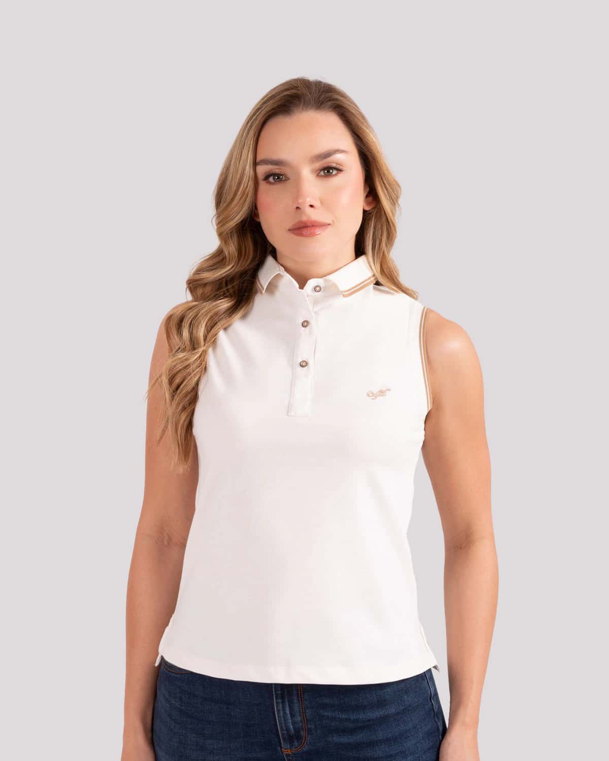 Polo ivory manga sisa para mujer