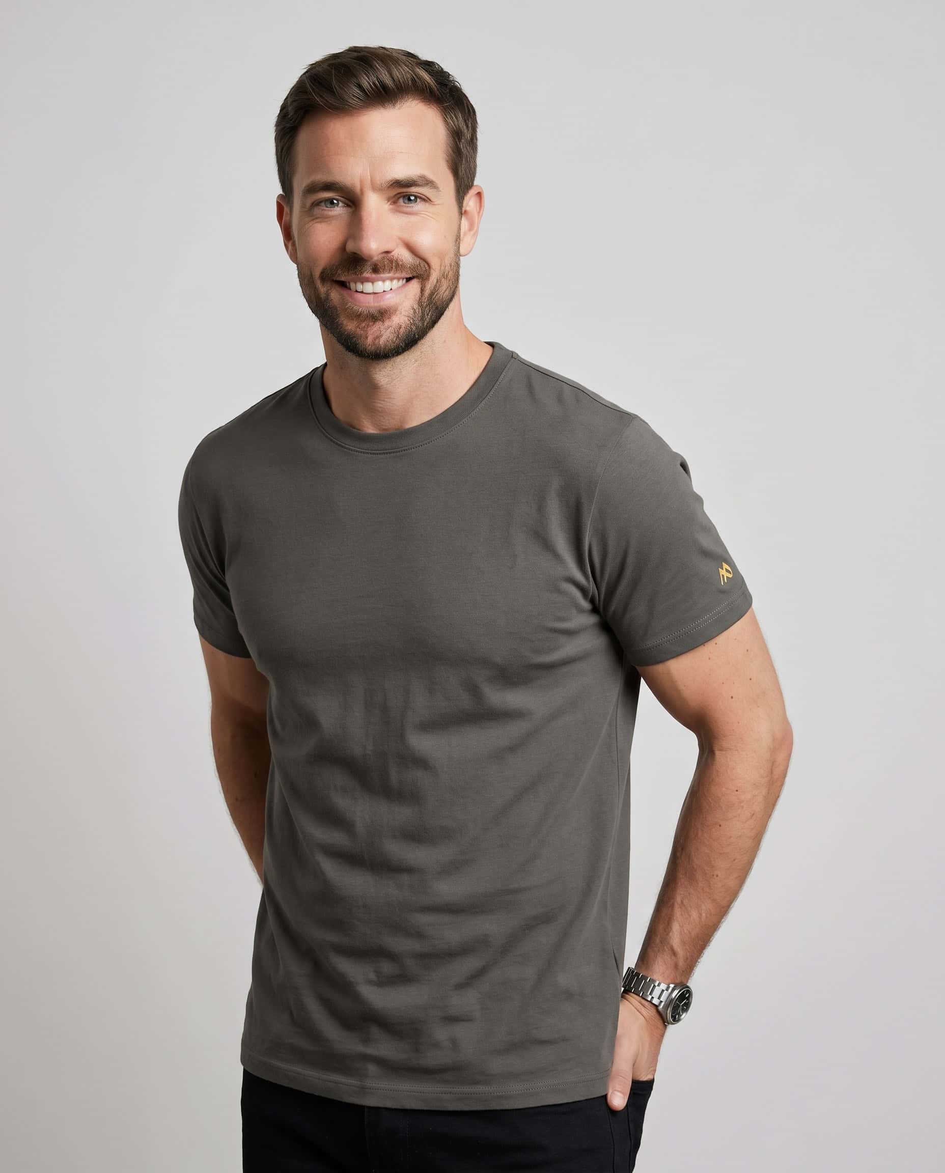 Camiseta Slim Fit Gris Oscuro