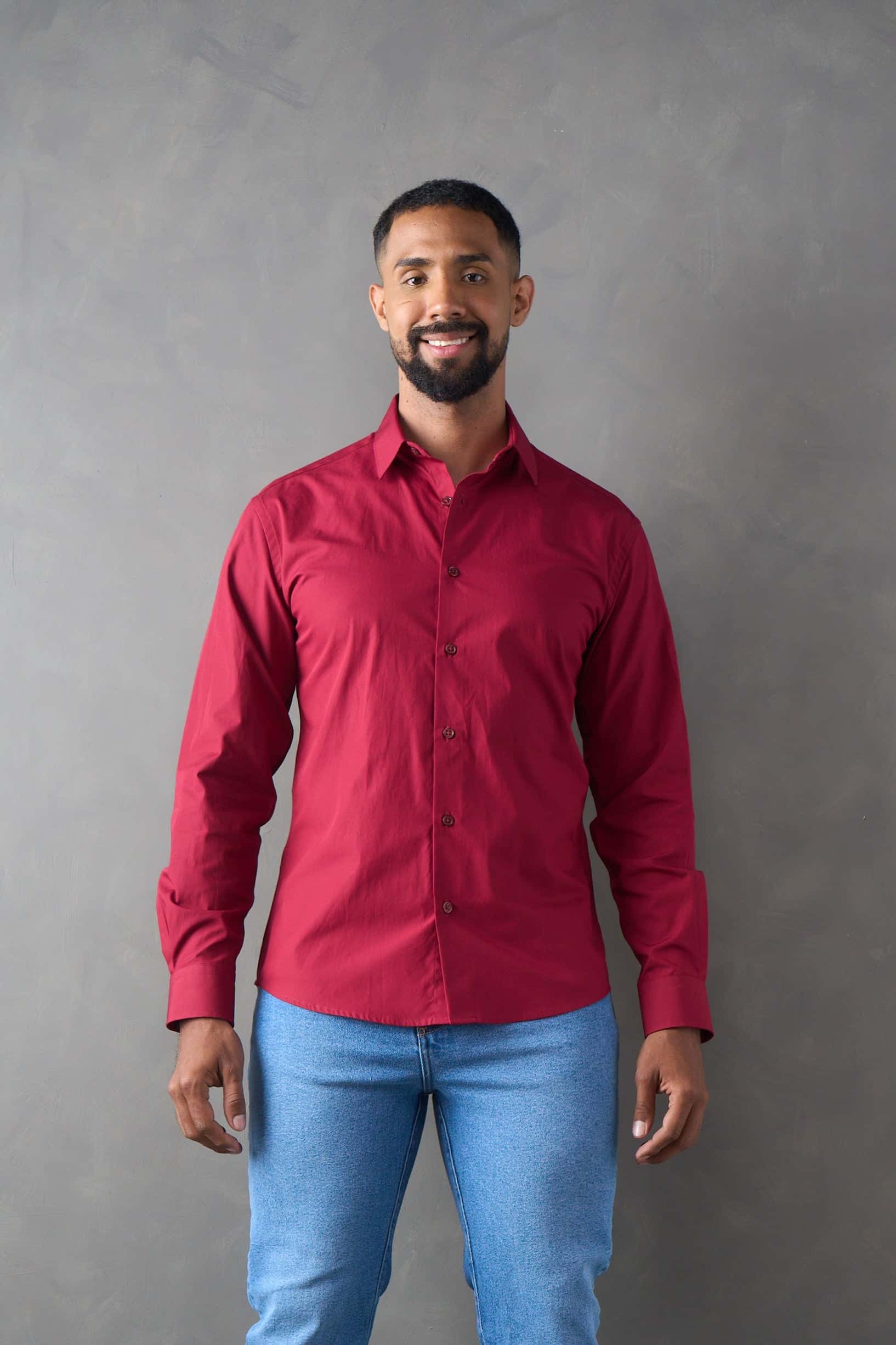 Camisa manga larga vinotinto
