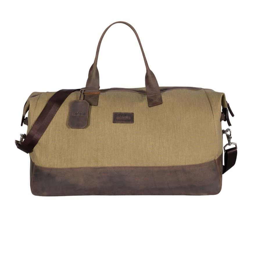 Men's vintage leather and canvas briefcase