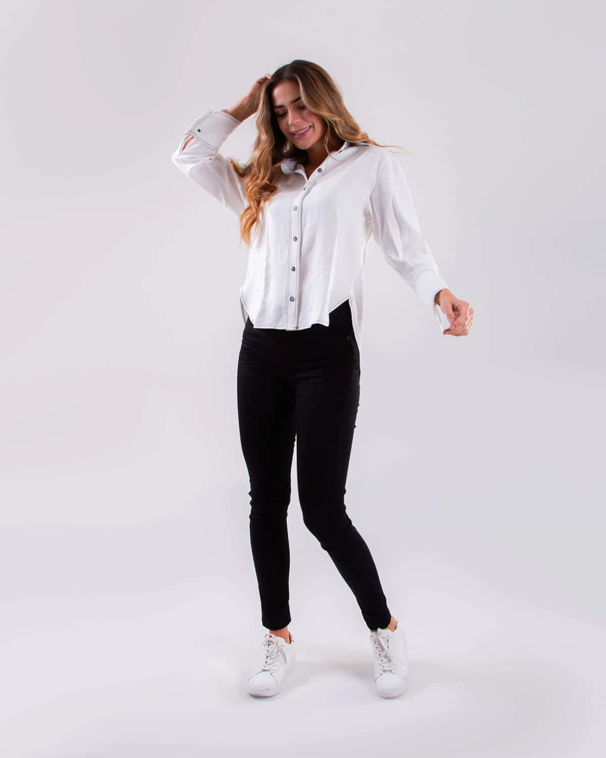 Camisa ivory manga larga para mujer