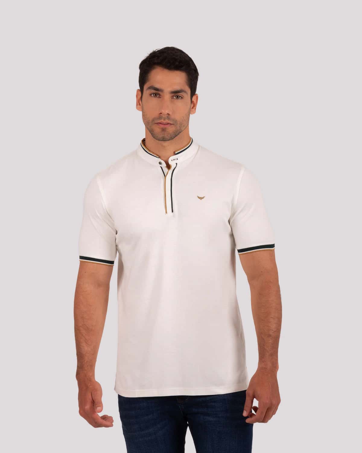 Polo ivory cuello neru para hombre