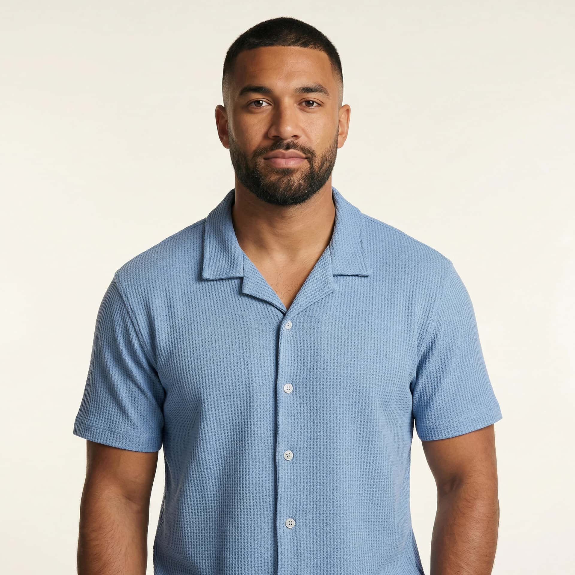 Camisa Texturizada Bowling Azul C225