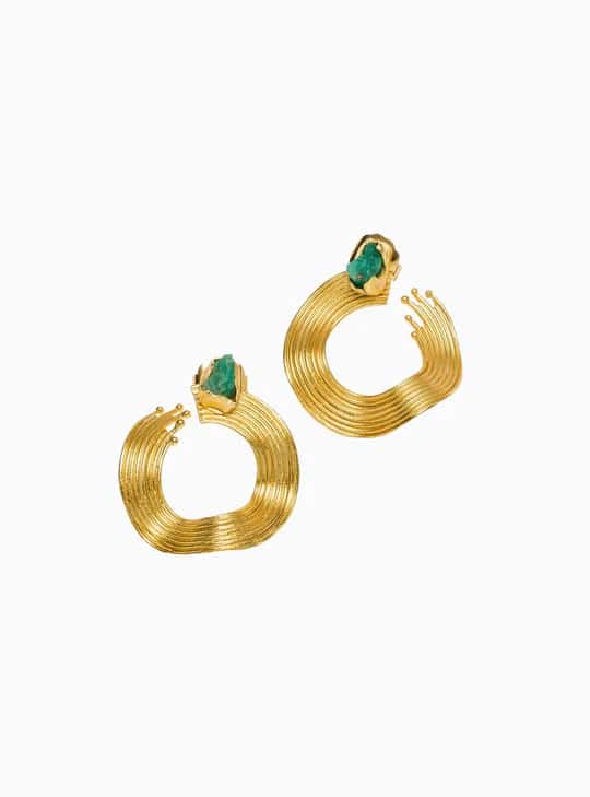 Aretes Opened Emerald Waves
