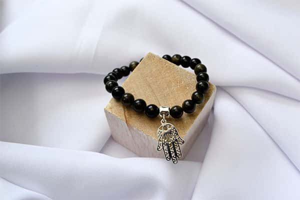 Pulsera Obsidiana dije mano hamsa