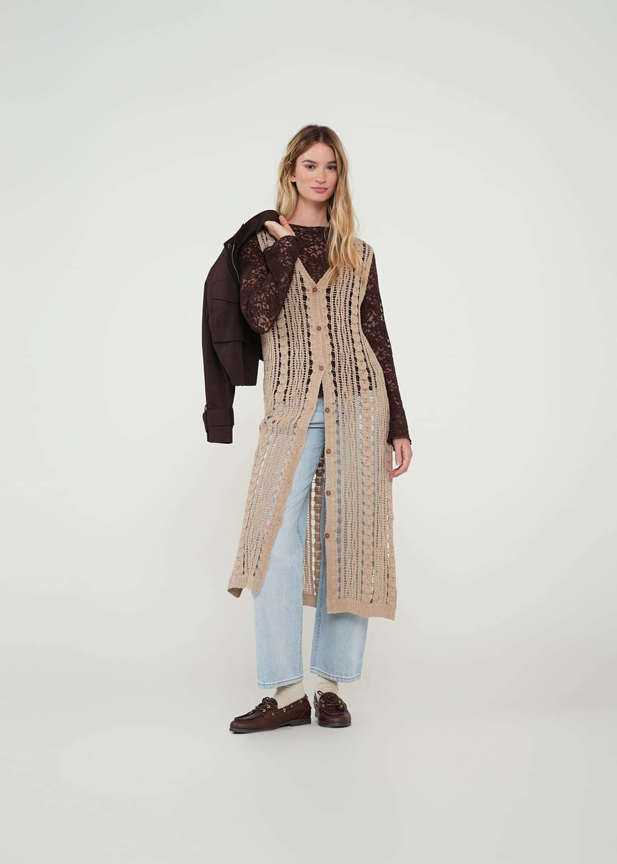 Kimono tejido con aberturas
