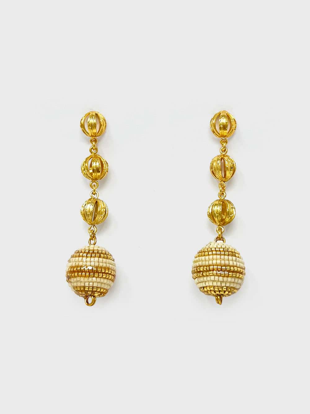 Aretes largos transición beige dorado - miniatura 1
