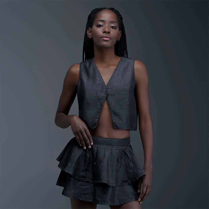 Blusa Crop Gris Mujer