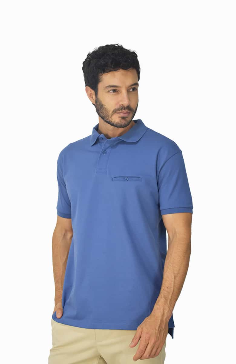 Camiseta Tipo Polo Azul para Hombre