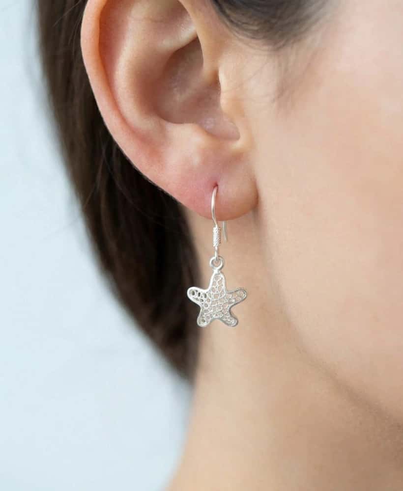 Arete estrella de Mar en plata filigrana