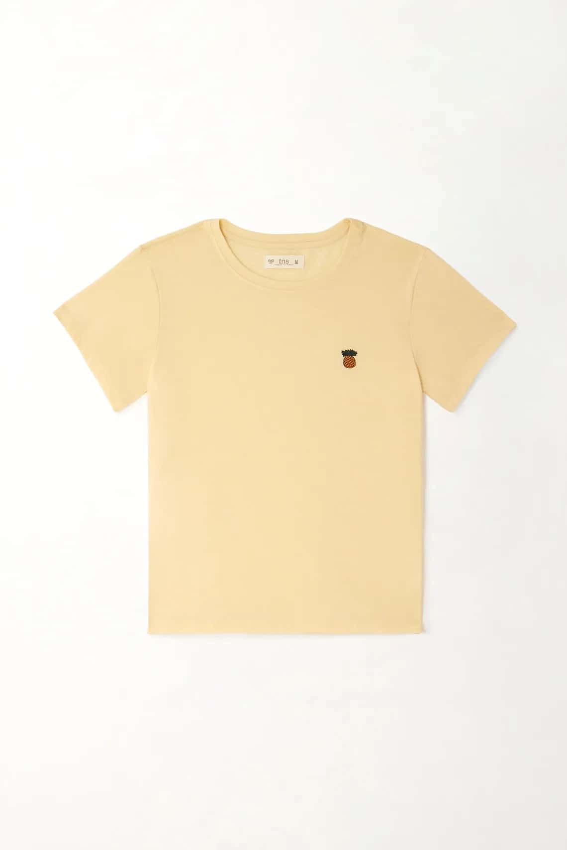 Camiseta cuello redondo crudo para mujer