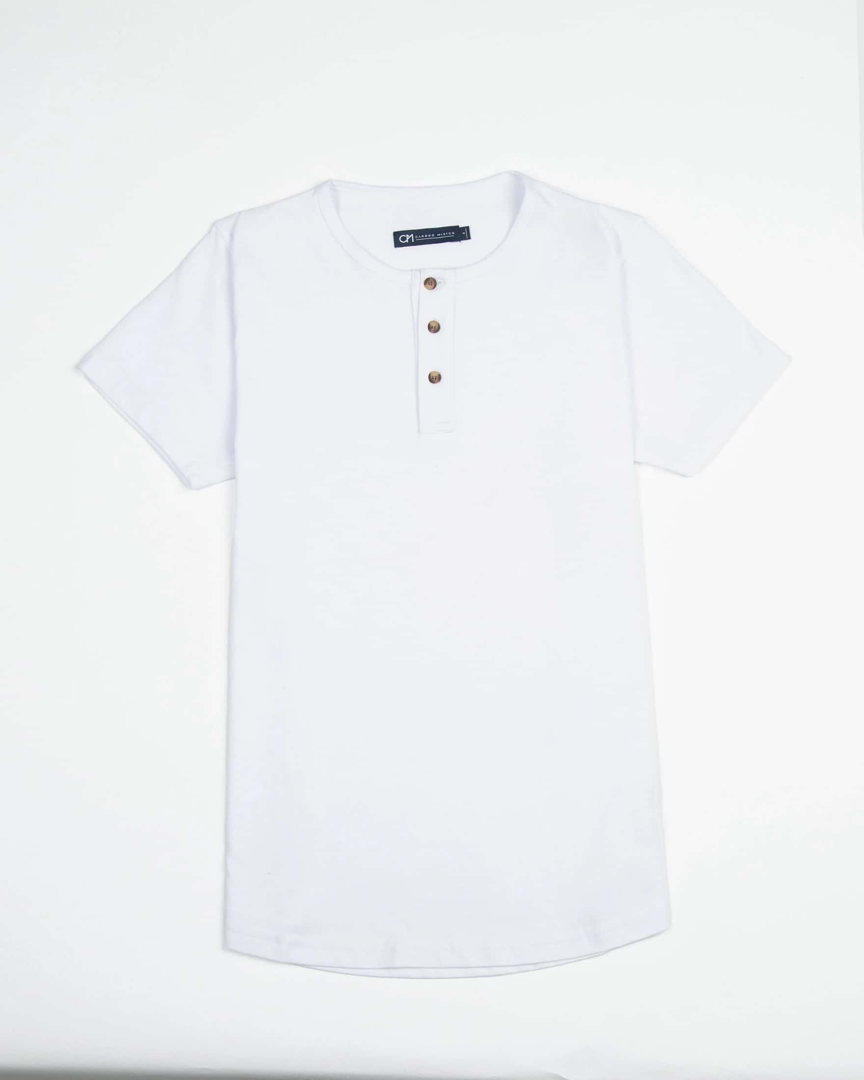 Camiseta Henley Algodón Blanco - miniatura 4