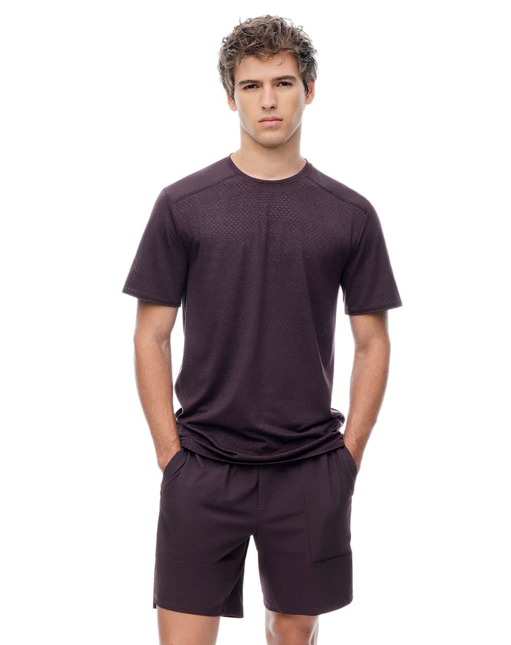 Camiseta deportiva control humedad morado hombre