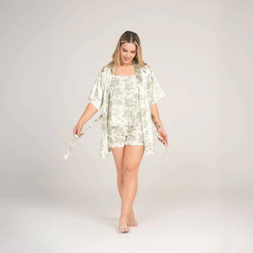 Kimono Satin Manga 3/4 Jungla.