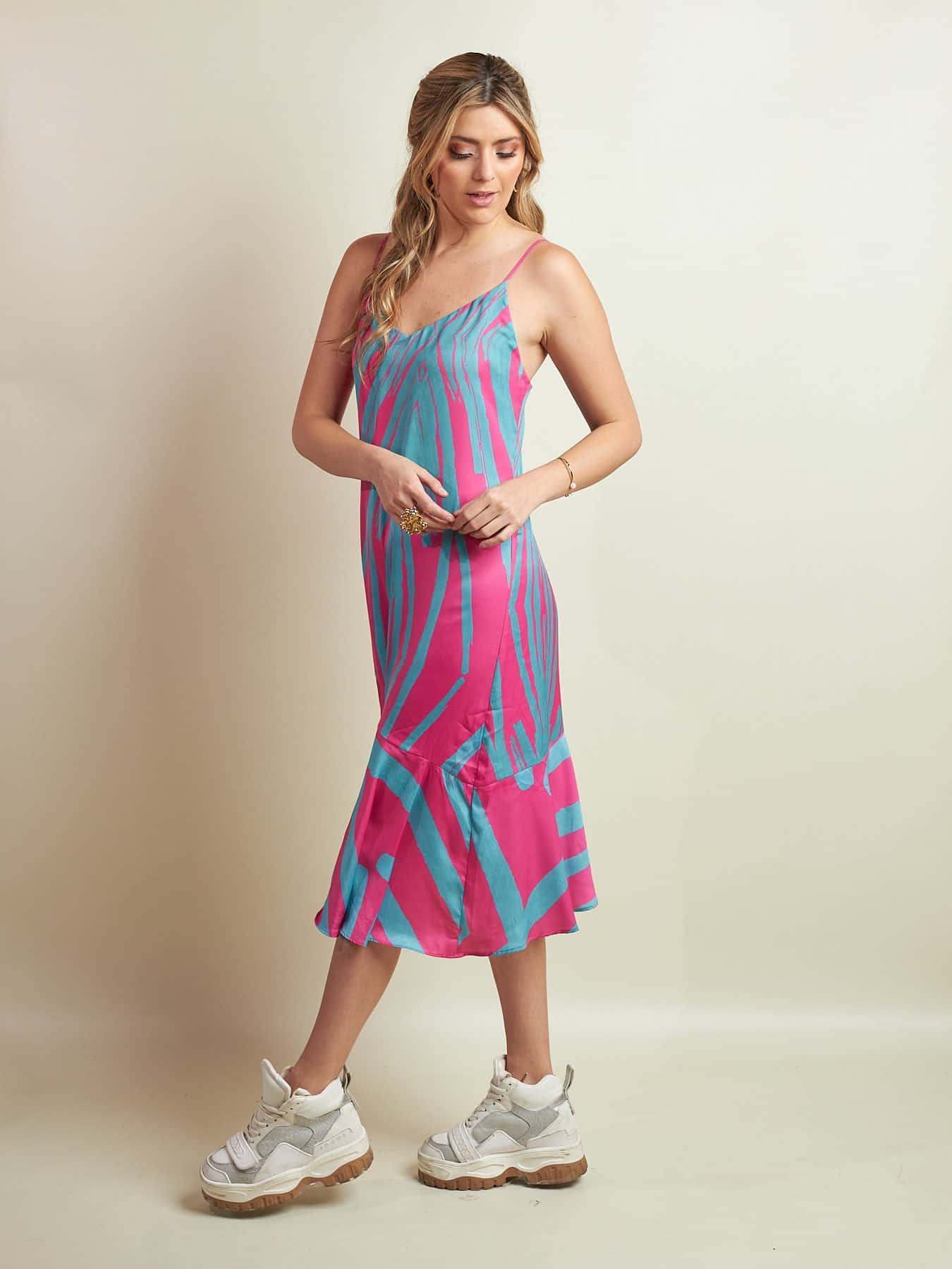 Vestido Mocan Techo Fucsia Estampado - miniatura 2