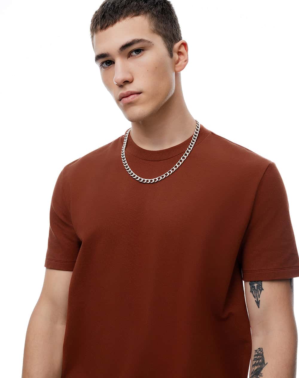 Camiseta oversize algodón café hombre