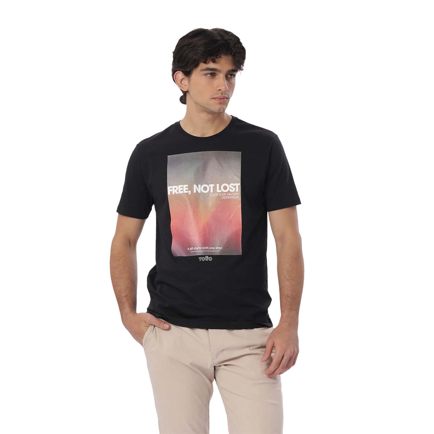 Camiseta Estampada para Hombre Primen Manga Corta Negra