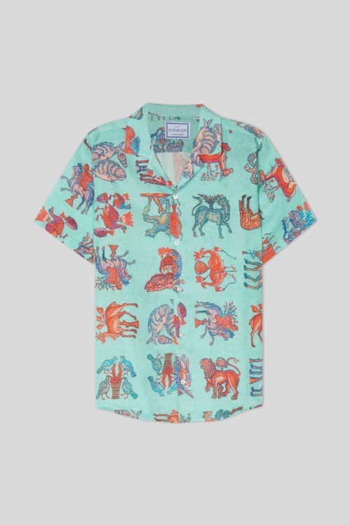 Men's ravena linen shirt turquoise