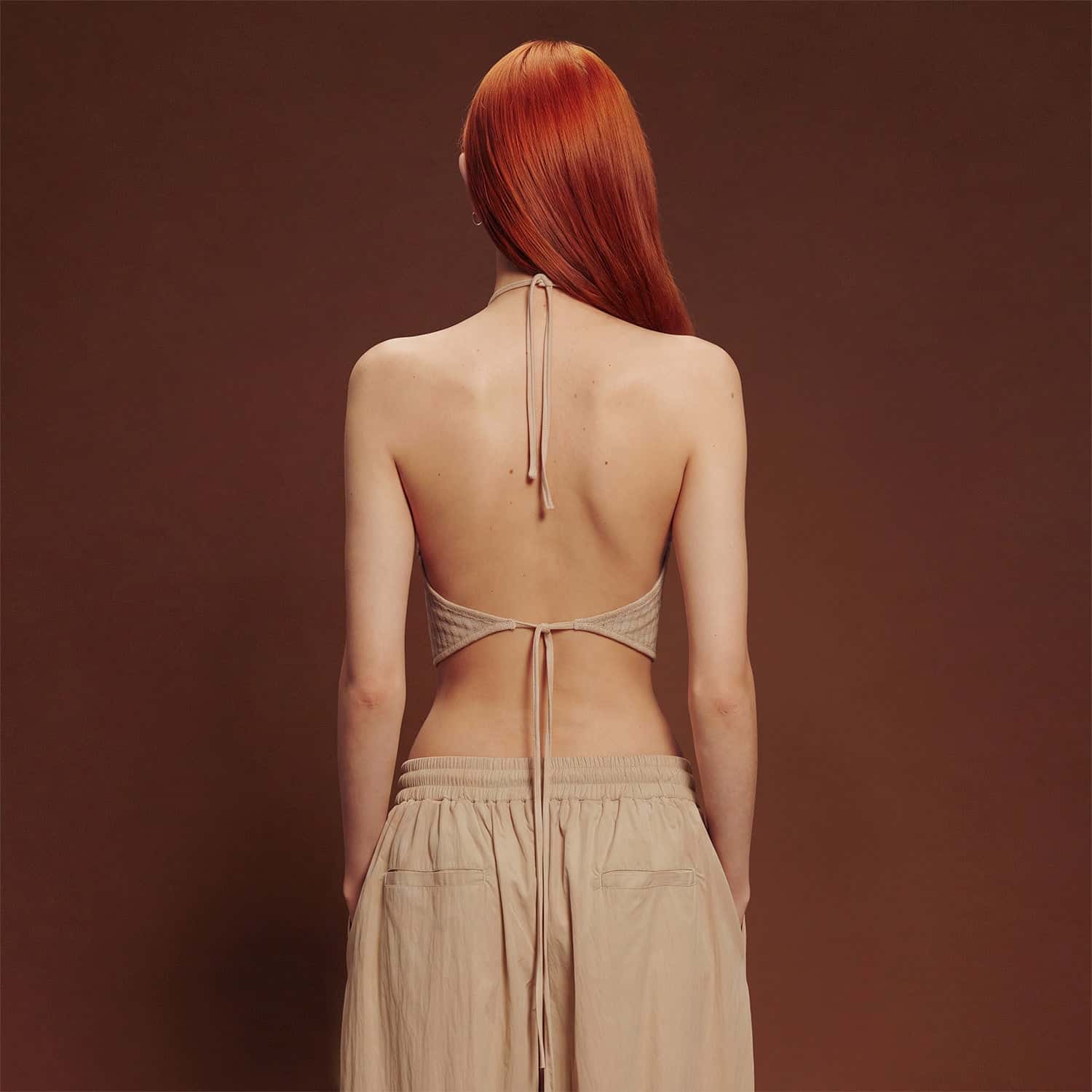 Textured Halter Top - Camel - miniatura 4