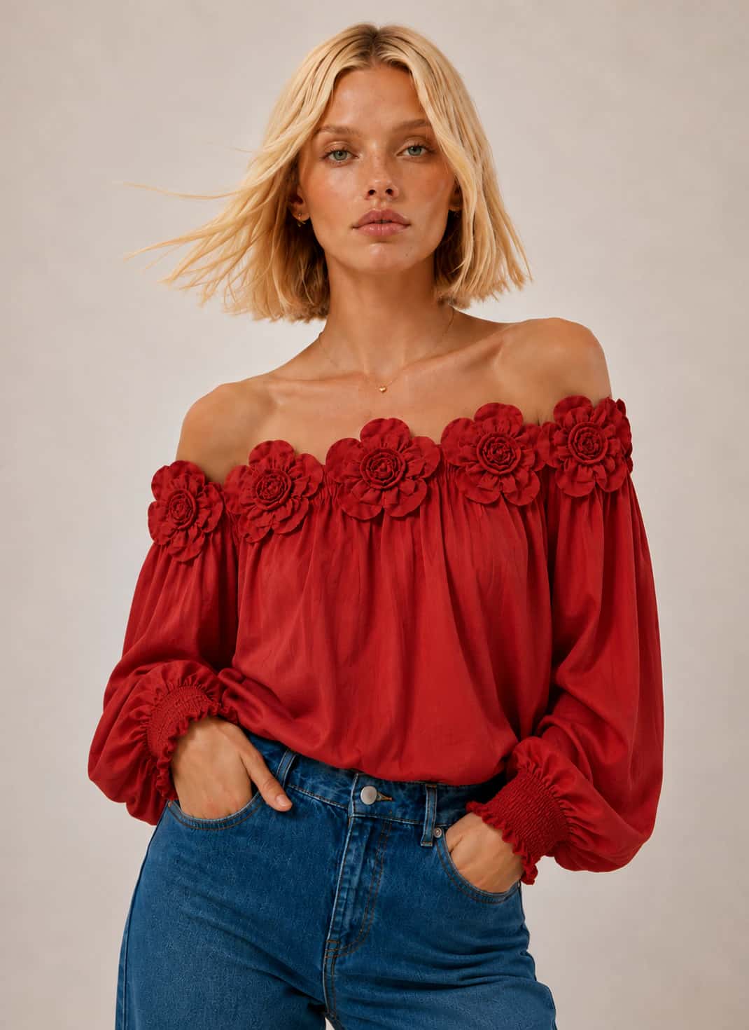 Blusa Magnoleah rojo - miniatura 3