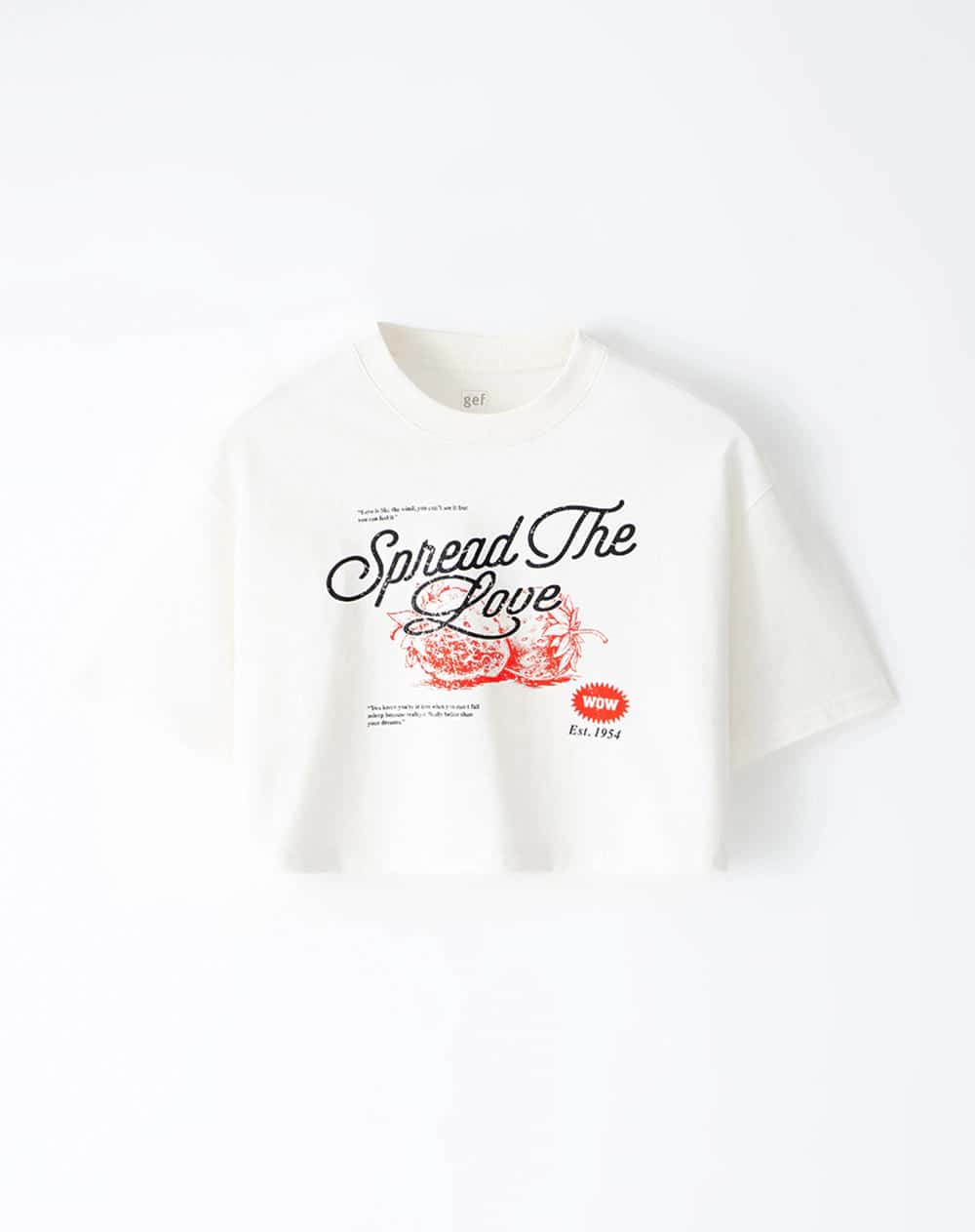 Camiseta crop regular algodón vainilla estampada mujer