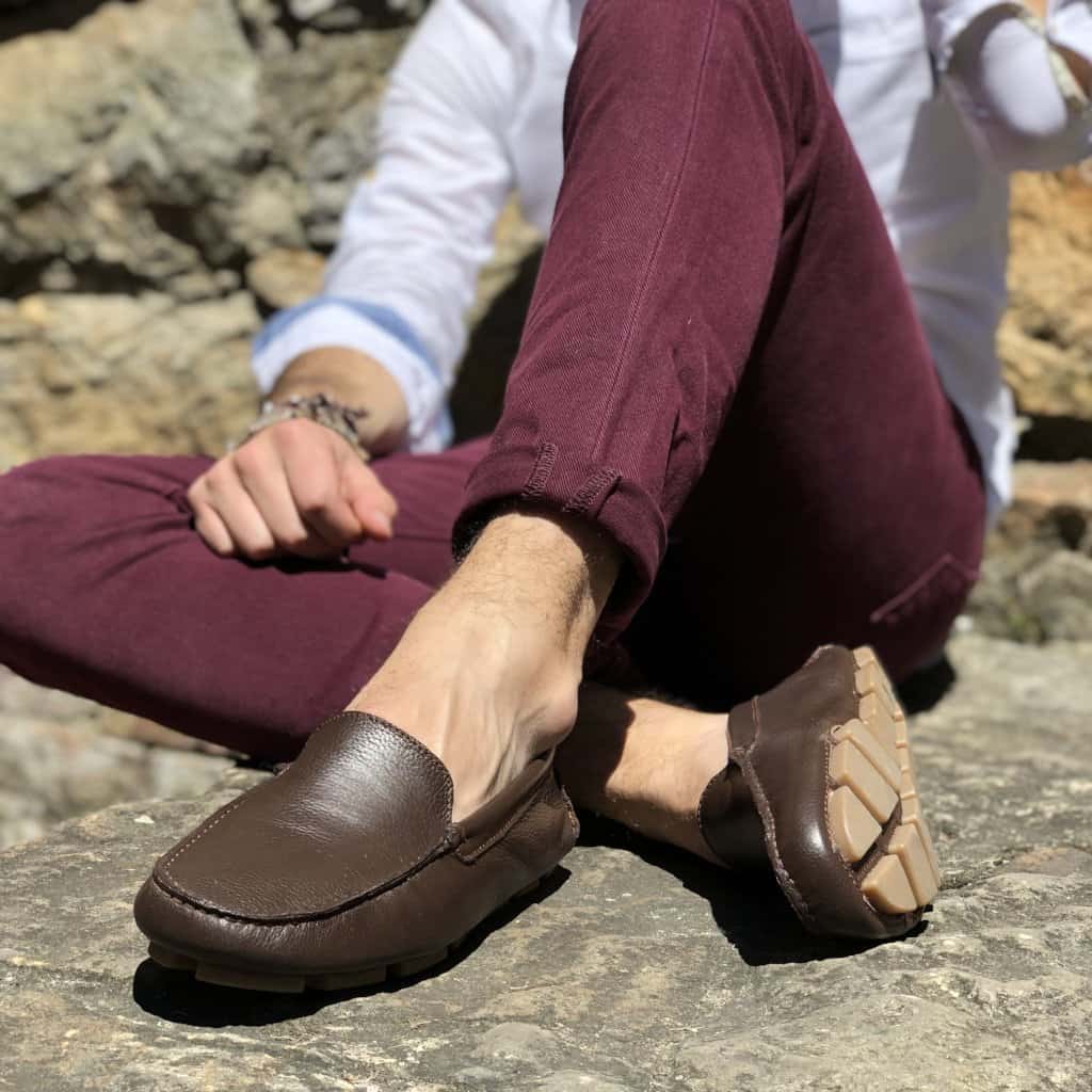 Mocasines Hombre Lisos Cuero Café - miniatura 5