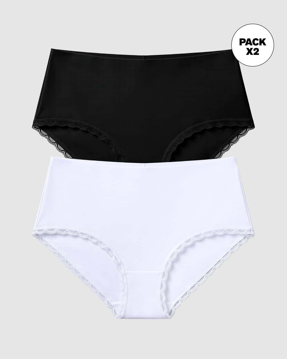 Paquete x 2 panties cacheteros, sin elásticos en cintura