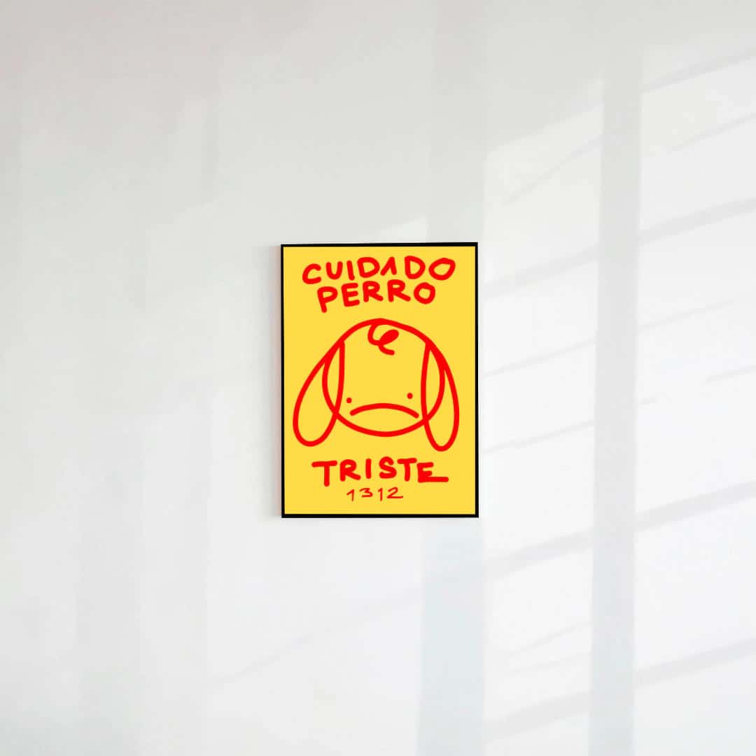 Postal Cuidado perro triste amarillo (Papel 220g)