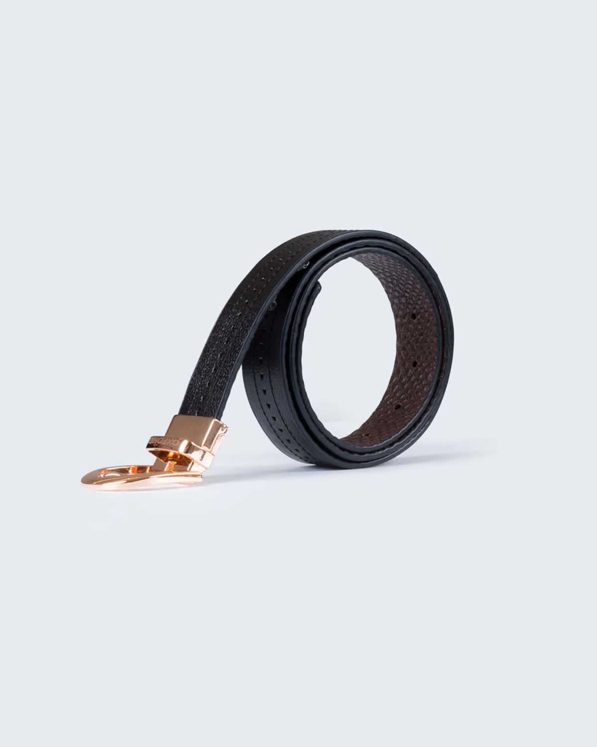 Cinturon negro en cuero doble faz para mujer