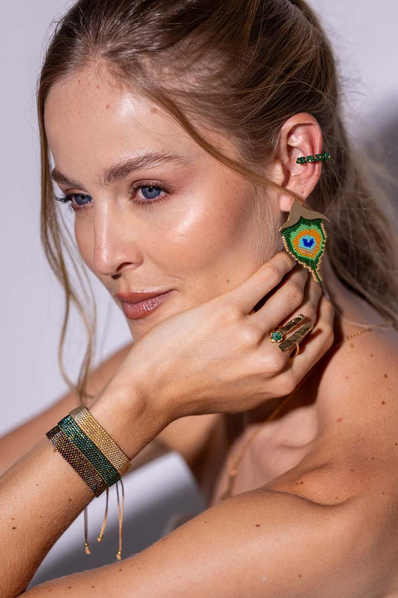 Aretes Pluma Pavo Real — Majestuosidad hecha joya