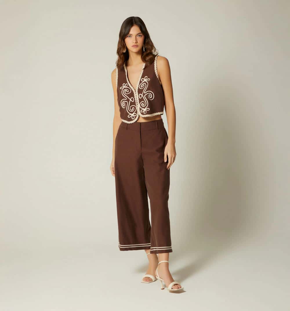 Pantalon tiro alto culotte