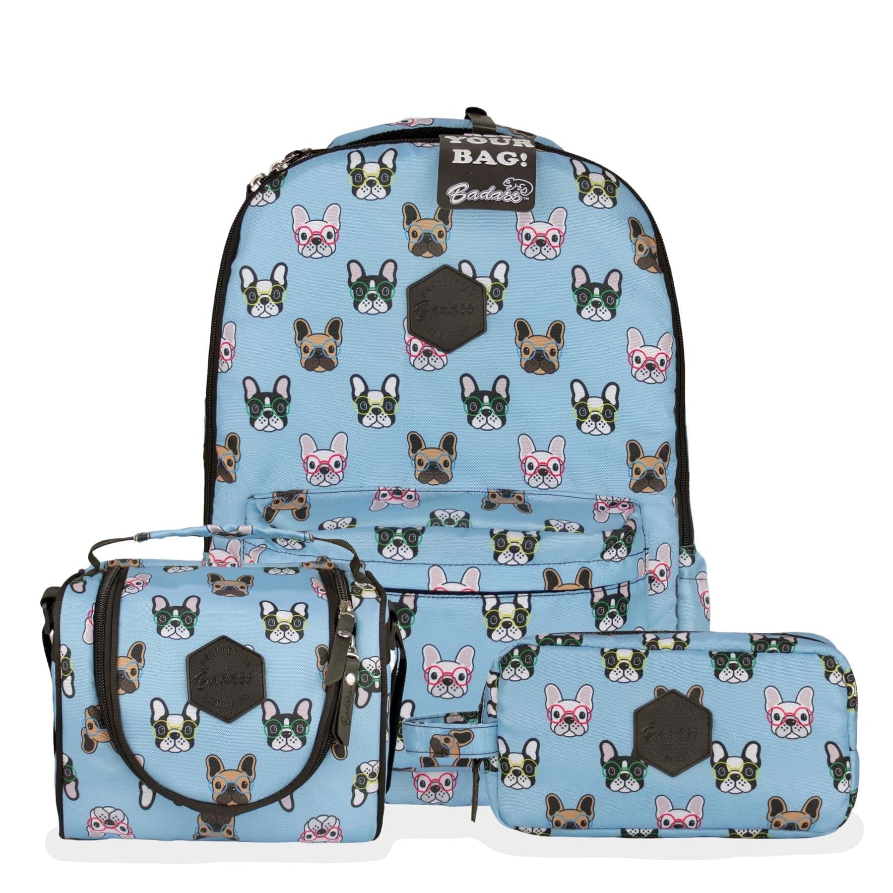 Combo Bulldog Blue - Morral + Lonchera + Cartuchera