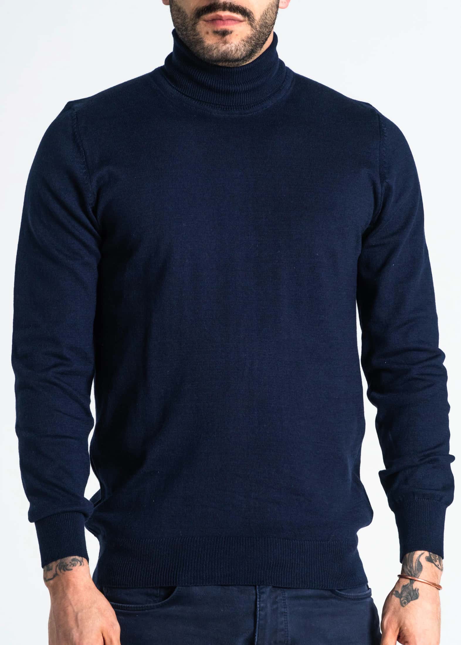 Jersey Cuello Alto Algodón Azul Oscuro