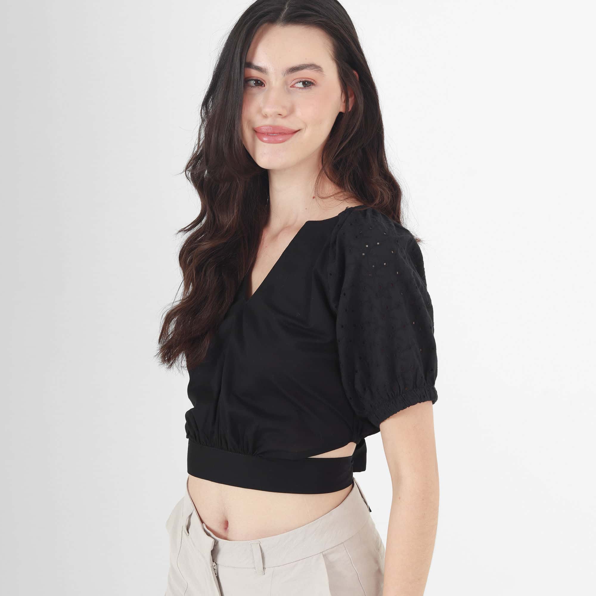 Blusa Cuello V Manga Corta