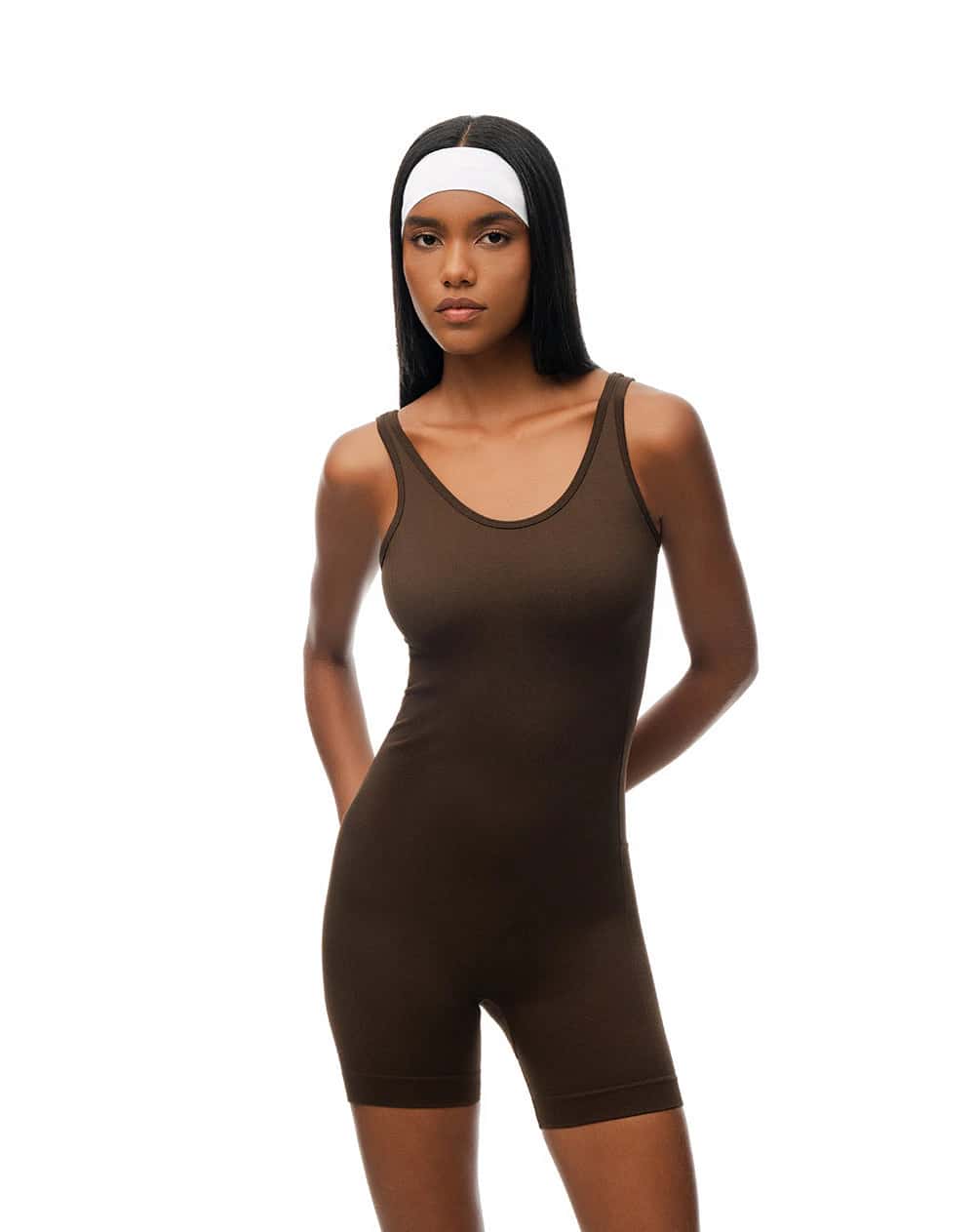 Enterizo deportivo seamless chocolate mujer