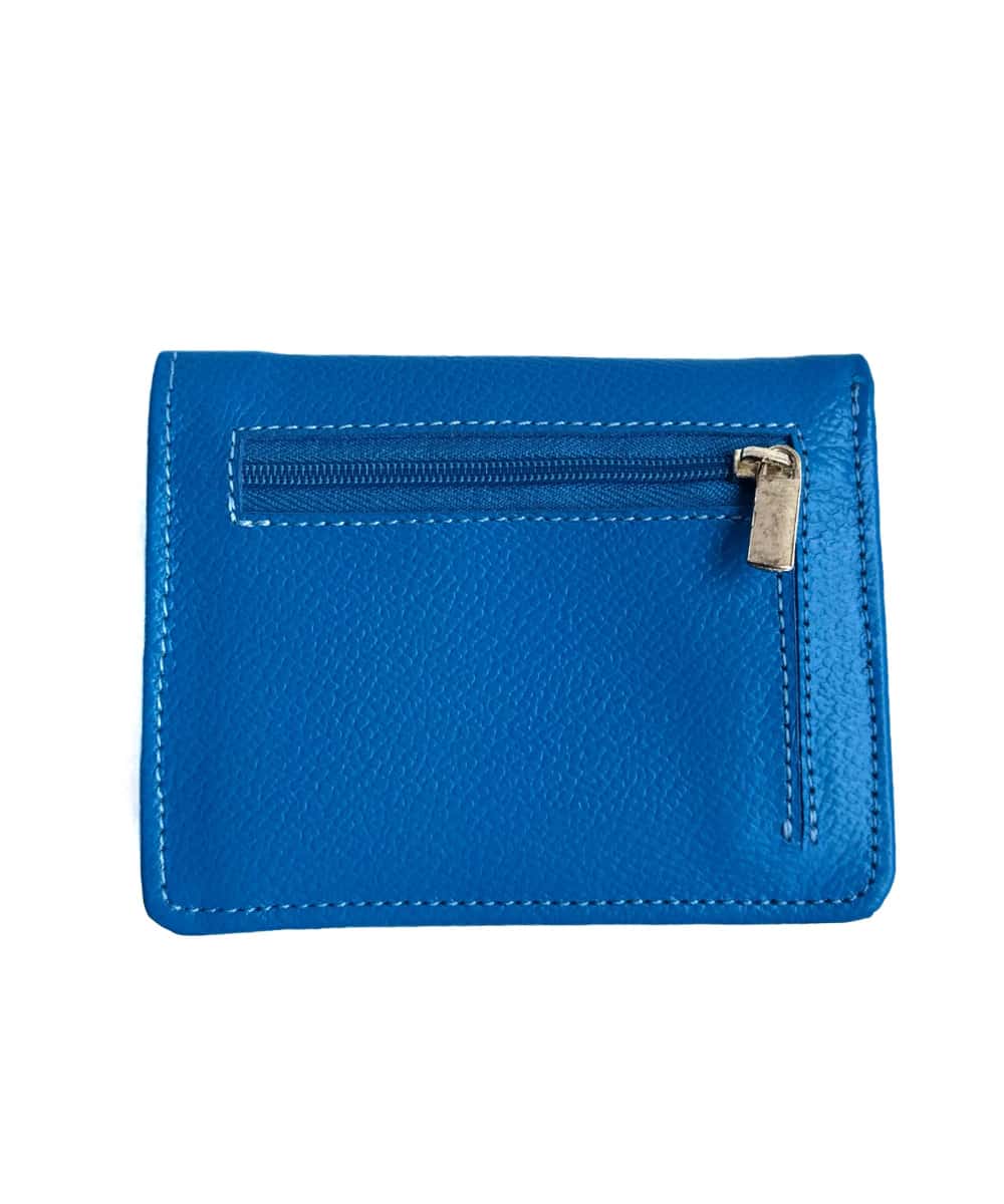 Billetera para mujer en cuero azul cobalto - miniatura 3