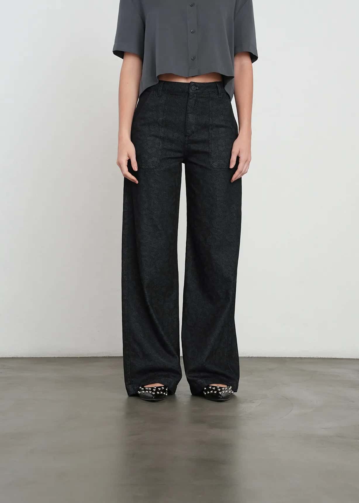 Jean Wide Leg con bolsillos tipo cargo